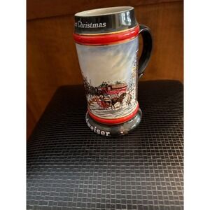 1992 Budweiser A Perfect Christmas Stein Collectible Holiday Beer Mug